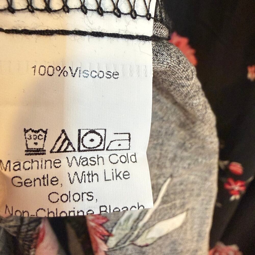 Rusttydustty Floral Boho Maxi Dress‎ Black Button Front XL Cottagecore Romantic - Picture 8 of 11